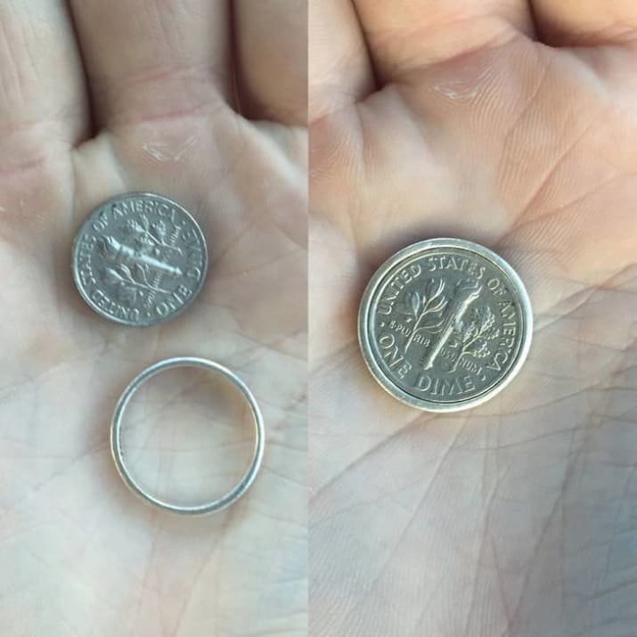 2. Монетка помещается в кольцо