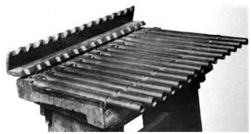 Французский орган - 15-ствольный орган первой половины XVII века в Нюрнбергском музее в 1900‑х годах. Стволы ковано-сварные, длиной 0,44 м и калибром 20 мм. Вес оружия 28,5 кг