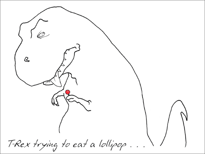 15. «Ти-Рекс пытается съесть леденец…»