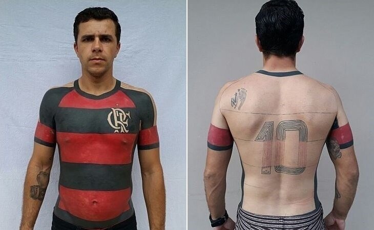 Житель Бразилии набил татуировку футболки любимой футбольной команды