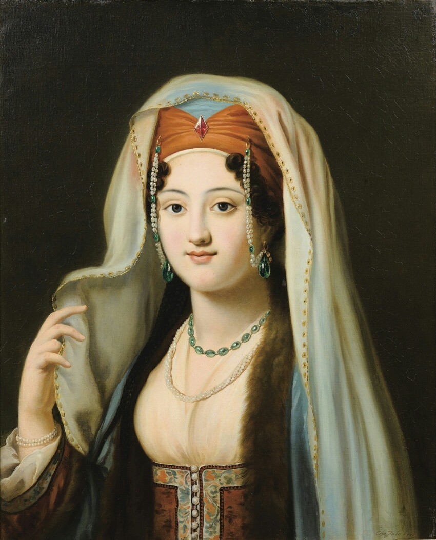 CHARLES-FRANÇOIS JALABERT NÎMES 1819 - 1901. Женщина Османской империи в традиционной одежде