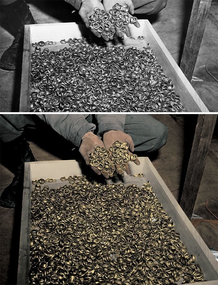 Склад обручальных колец, найденный при освобождении Бухенвальда