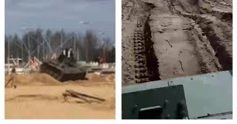 Мужчина и двое детей оказались под колесами танка в Петербурге: видео