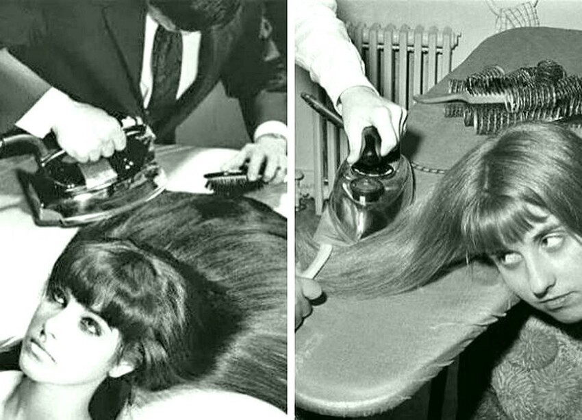 Популярный метод выпрямления волос в 1960-х годах
