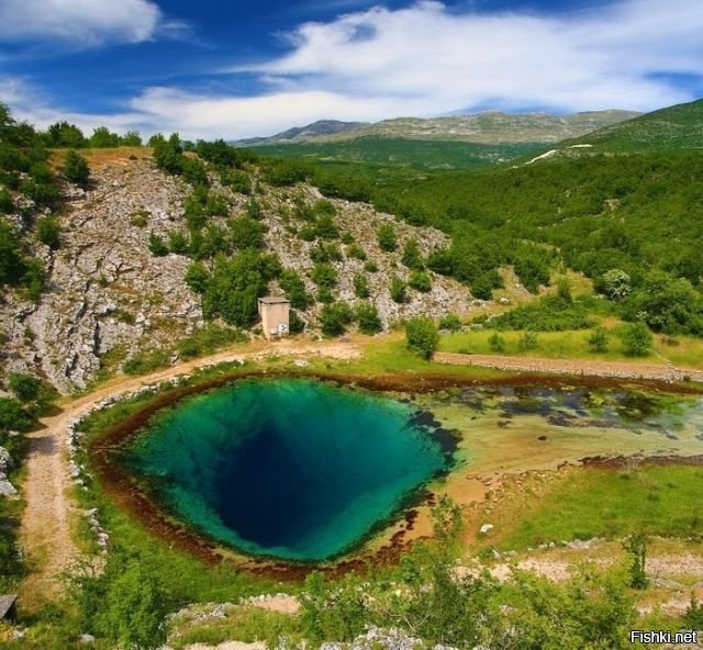 Этот водоем является истоком хорватской реки Цетина, которая впадает в Адриат...