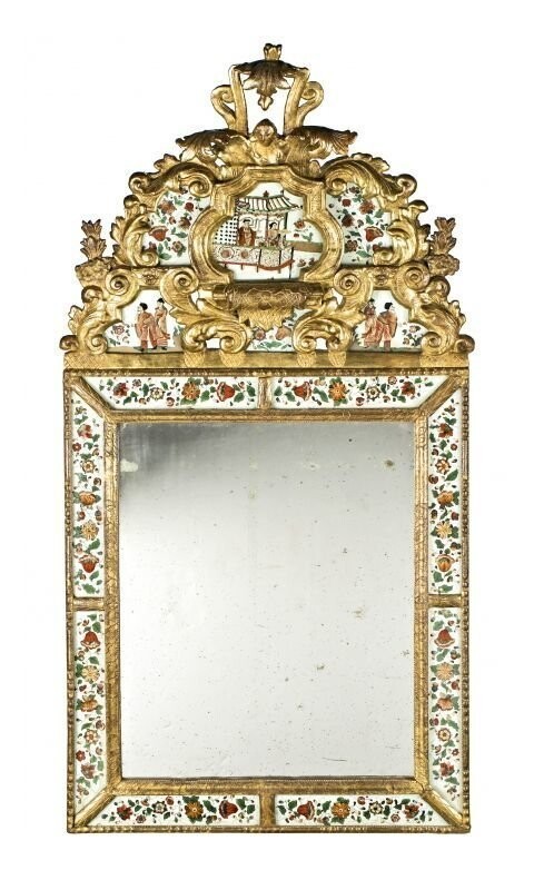 Приписывается шведам, XVIII столетие, позолоченное зеркало с персонажами