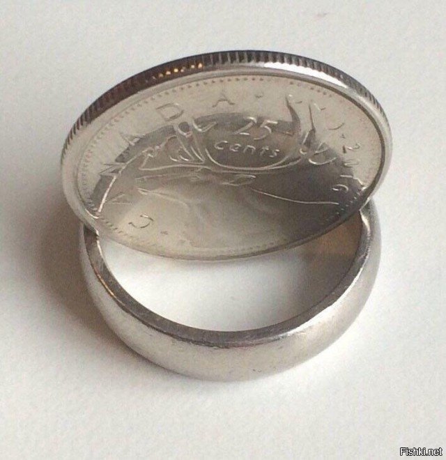 Отражение кольца делает монету прозрачной