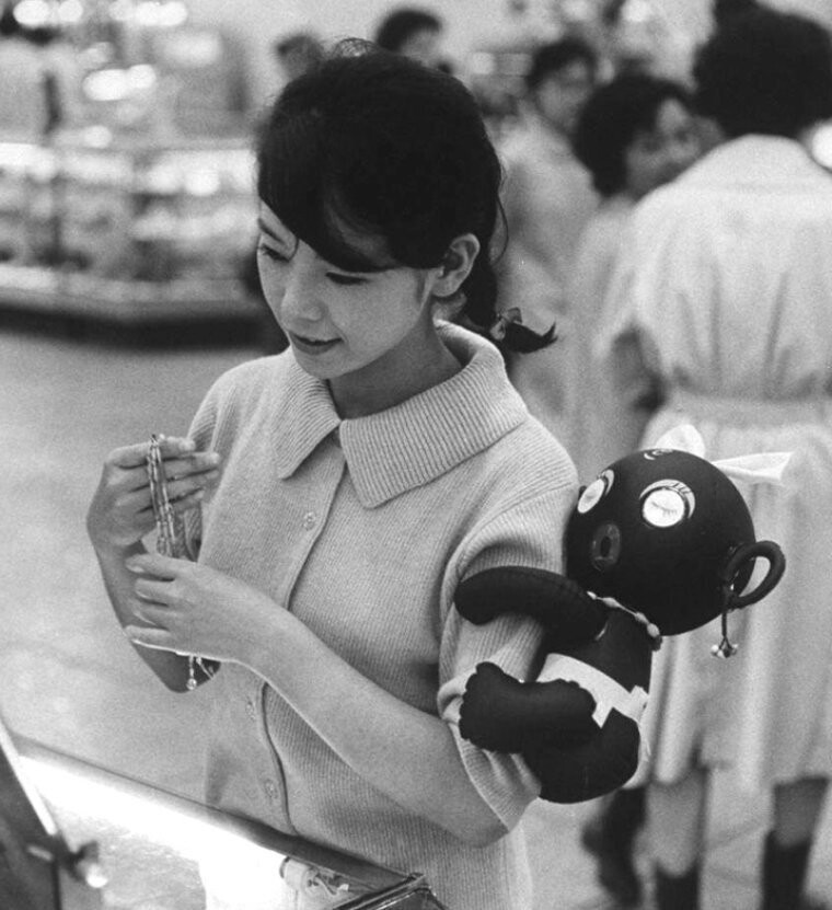 Дакко Чан на руке хозяйки. Япония, 1960 год