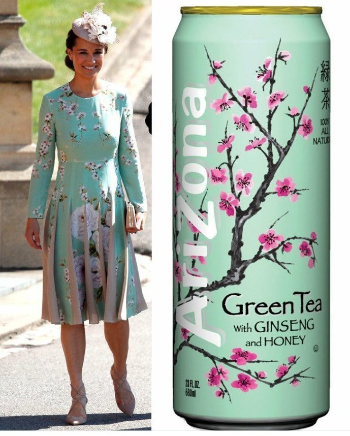 Дизайн платья Пиппы Миддлтон показался удивительно знакомым любителям холодного чая в банках