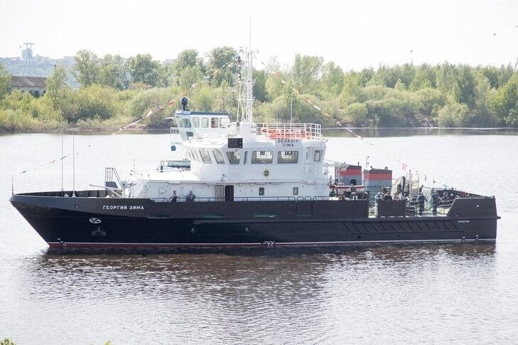 На заводе «Нижегородский Теплоход» спущен на воду большой гидрографический катер «Георгий Зима»