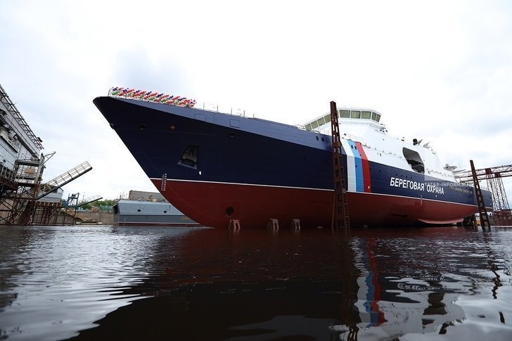 В Зеленодольске спущен на воду пограничный сторожевой корабль «Петропавловск-Камчатский»