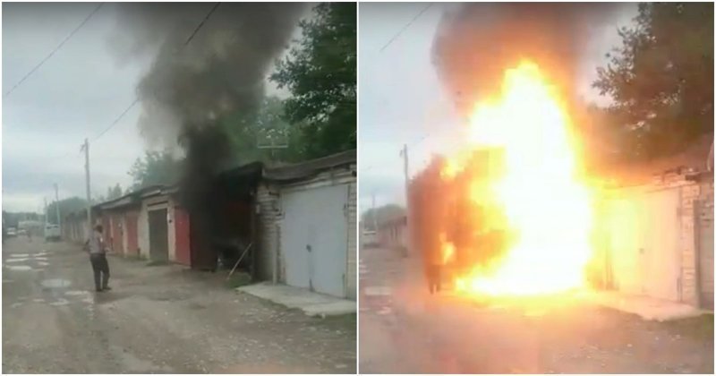 Житель Черкесска подошёл к горящему гаражу и попал в эпицентр взрыва