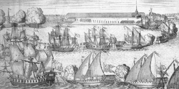 Торжественный ввод четырех шведских фрегатов в Неву после победы при Гренгаме 8 сентября 1720 года