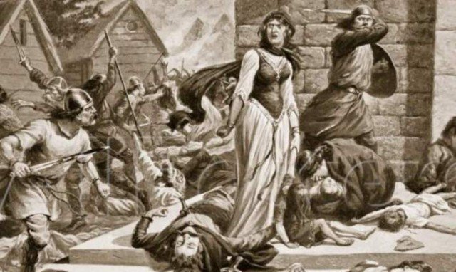 Сцена убийства Гунгильды, рисунок XIX века 