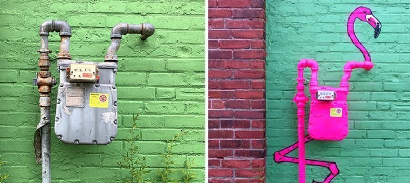 Уличный художник придумывает интересную историю даже самым скучным вещам