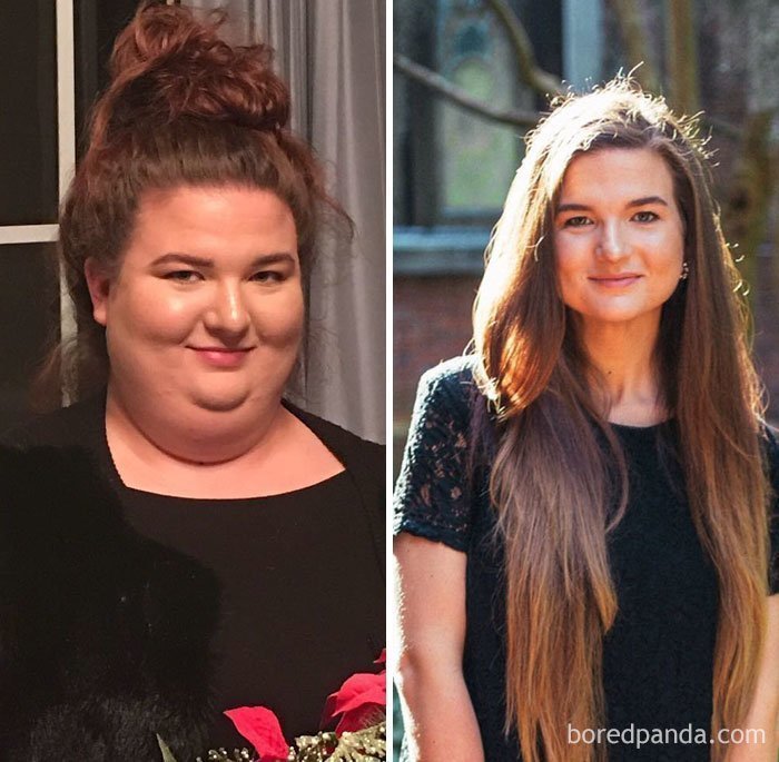 Люди с лишним весом до и после