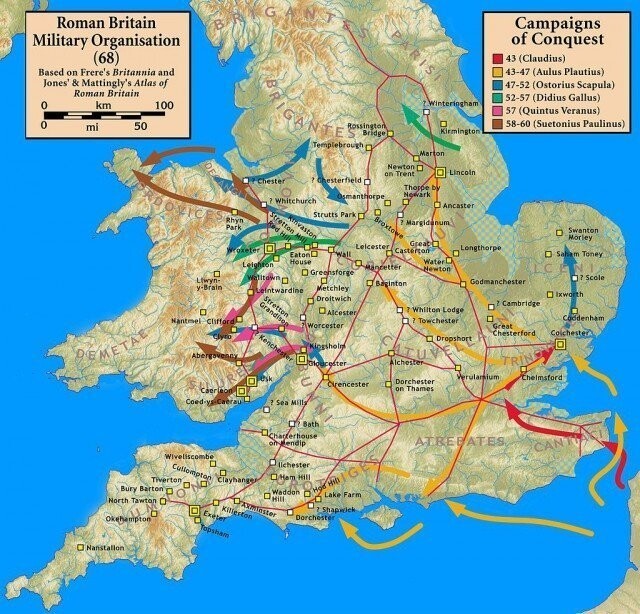 Походы римских легионов с 43 по 60 гг. н.э.. Завоевание Британии 