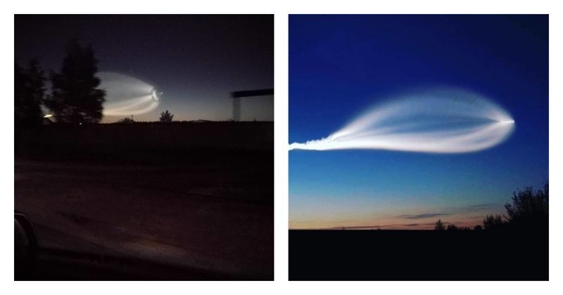 След ракеты или НЛО? Жители России делятся загадочными снимками ночного неба