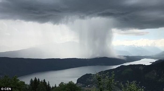 Мощнейший ливень над австрийским озером в таймлапс-ролике