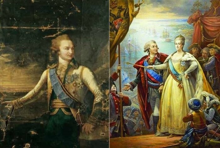 Князь Г. Потемкин и Екатерина II. Работы неизвестных художников