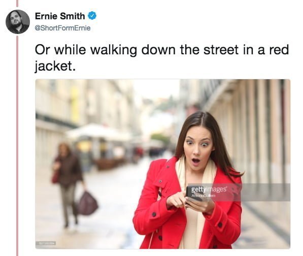 "Или шагая по улице в красном пиджаке"