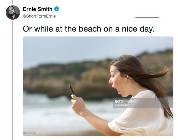 "Ну или на пляже в погожий день"