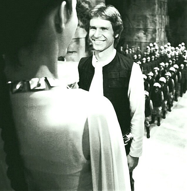 Харрисон Форд на съемочной площадке Star Wars (1977)