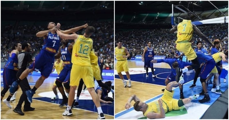 Баскетболисты сборных Австралии и Филиппин устроили жестокую драку во время матча