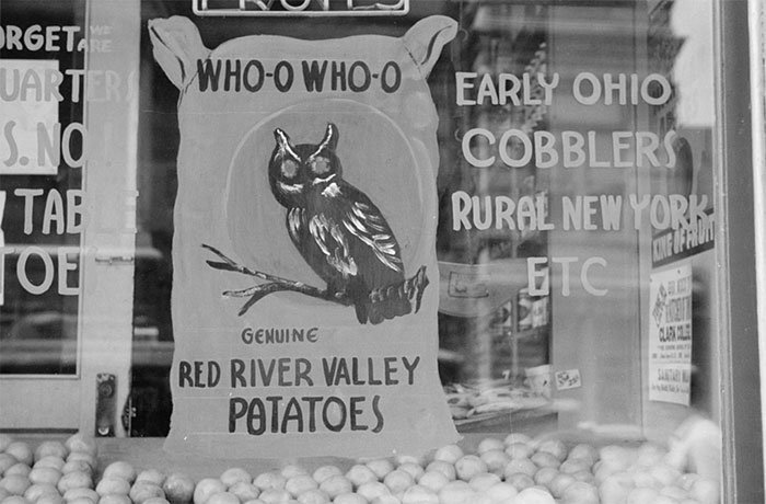 Реклама картофеля сорта Ред Ривер, Дубьюк, Айова, 1940 год