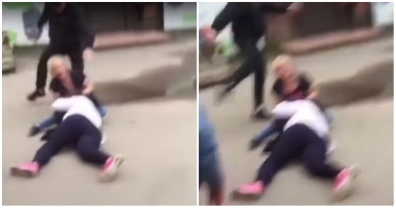 Мужчина разнял женскую драку, ударив одну из женщин ногой по голове
