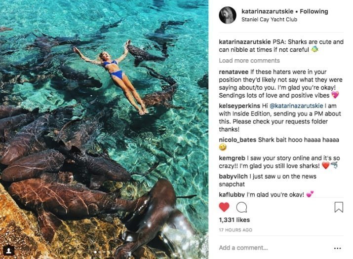 Блогершу укусила акула при попытке запилить модный лук