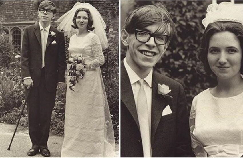 2. Стивен Хокинг и Джейн Уайльд в день свадьбы, 1965 год