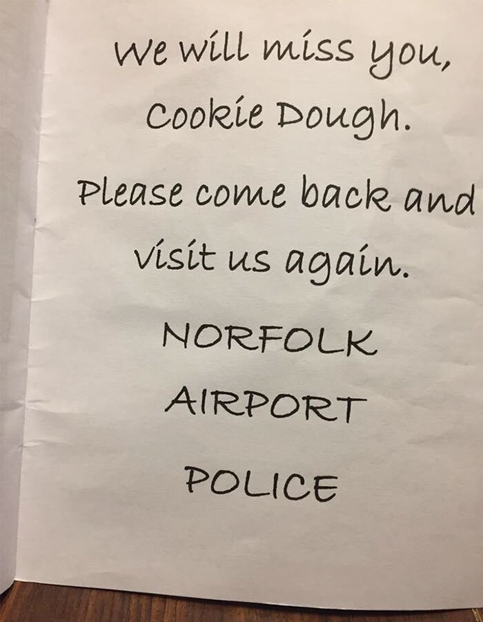 «Мы будем скучать по тебе, Куки. Пожалуйста, возвращайся к нам снова, чтобы навестить», — написали полицейские на прощанье