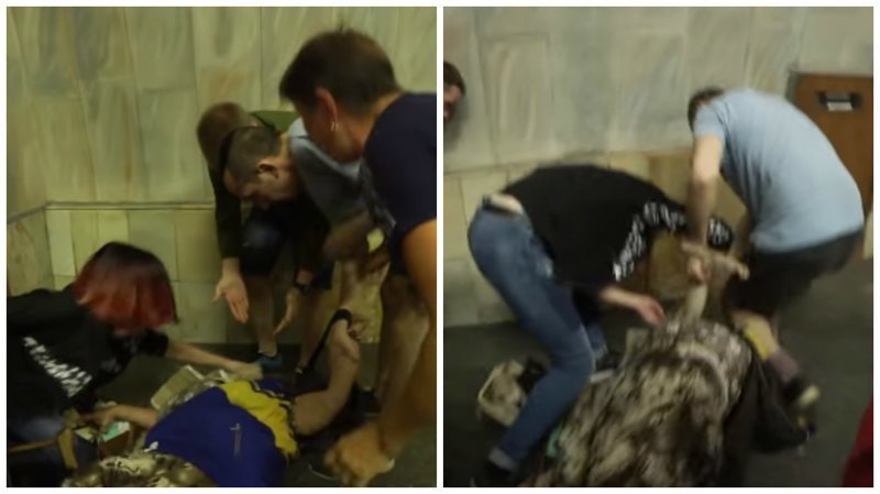 Бабушка в Киеве чуть не загрызла котёнка в метро