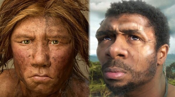 неандерталец и краманьонец (сравнительная илюстрация ).