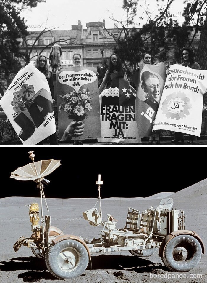 10. Женщины в Швейцарии получили право голосовать в тот же год, когда США испытали лунный вездеход (экспедиция "Аполлон-15", 1971 г.)