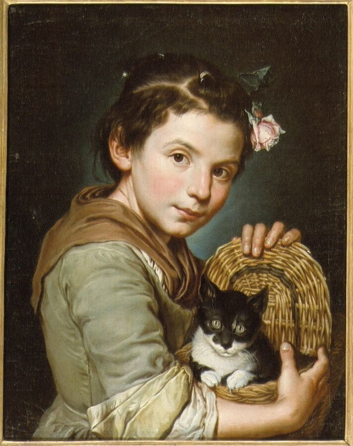 Giacomo Cerutti (XIX век). Девочка с котиком
