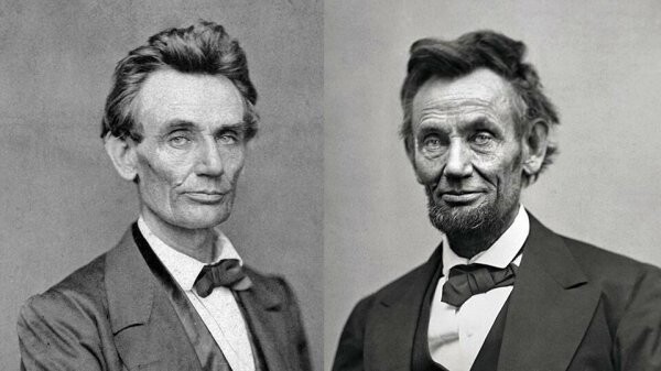 Президент США Авраам Линкольн до и после гражданской войны.