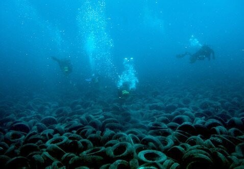 Франция начала разбирать искусственный риф из 22 тыс. покрышек в Средиземном море