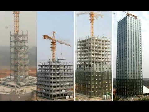 30 этажная гостиница построена за 15 дней! Как строят в Китае. Ускоренная съемка 