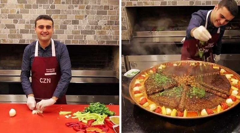 Турецкий повар приготовил гигантский тепси-кебаб