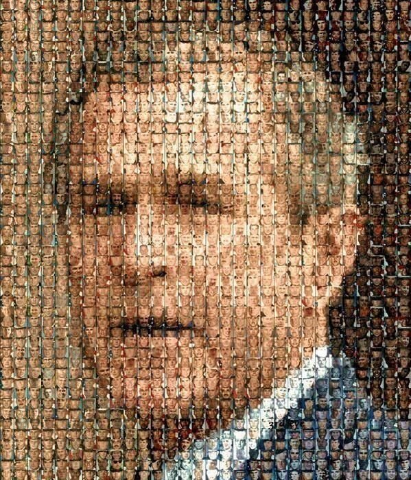 Портрет Джорджа Буша из фотографий погибших в Ираке солдат.