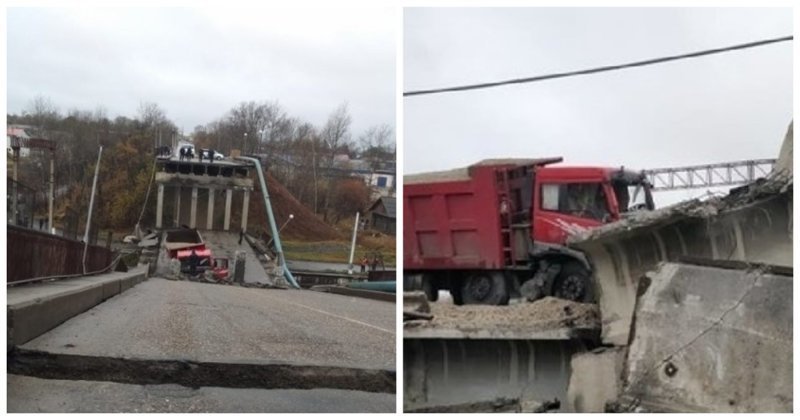 В Приамурье на железнодорожные пути рухнул мост с грузовиком 