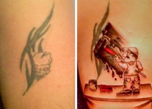 Татуировки в стиле "до и после"