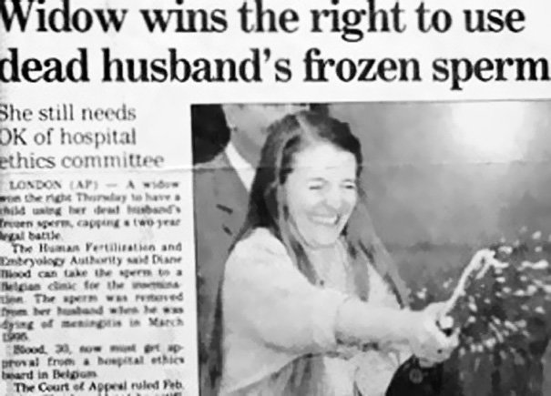 «Вдова добилась права использовать замороженную сперму мертвого мужа!»