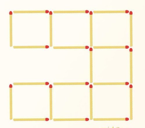 Переложите 1 спичку так, чтобы получить 8 квадратов.