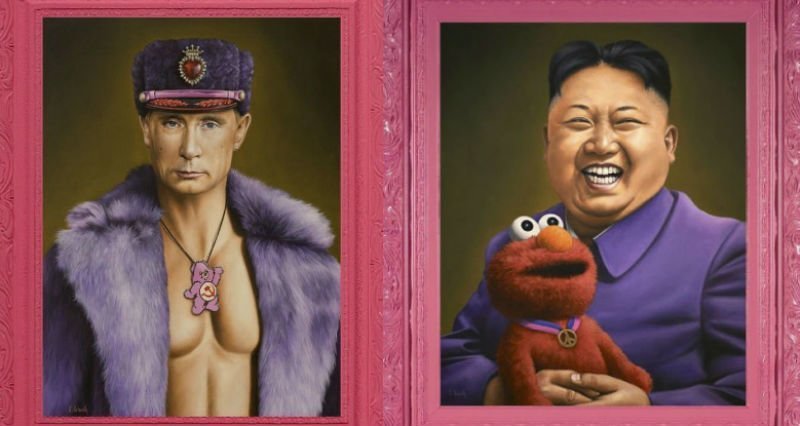 Диктаторы в розовых очках: издевательские карикатуры на известных политиков (40 фото)