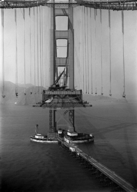 Строительство моста «Зо­лотые Во­рота», 1935 год, Сан–Фран­циско
