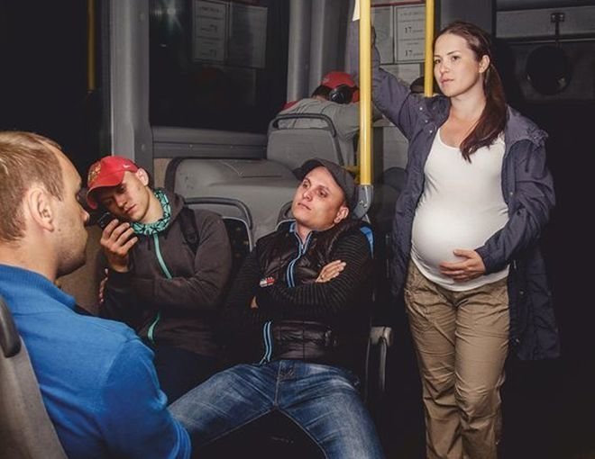 1.	Мужчины, которые не уступают место беременным девушкам в общественном транспорте. 