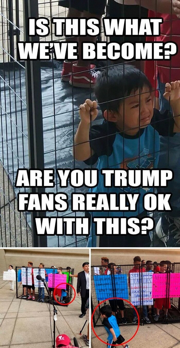 Протестующие против иммиграционной политики Трампа возмущаются фотографией ребенка, запертого за решеткой...